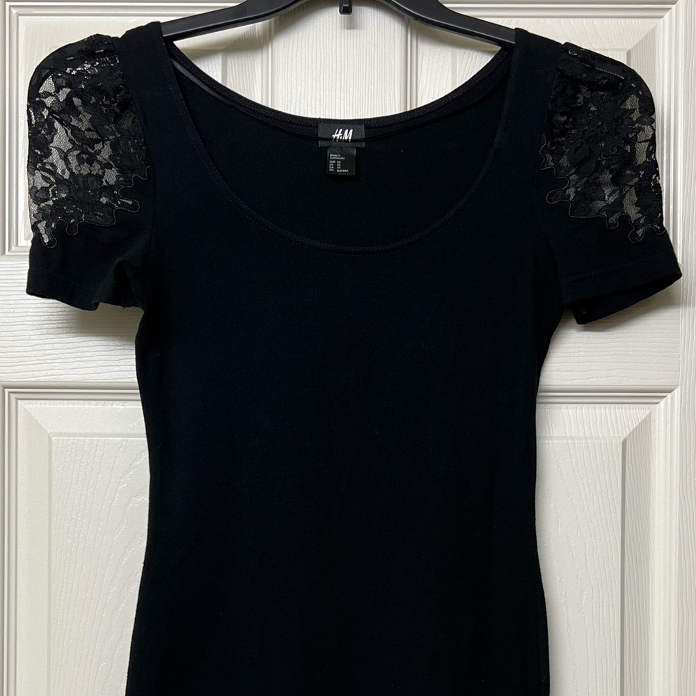H&M black dress with lace shoulders